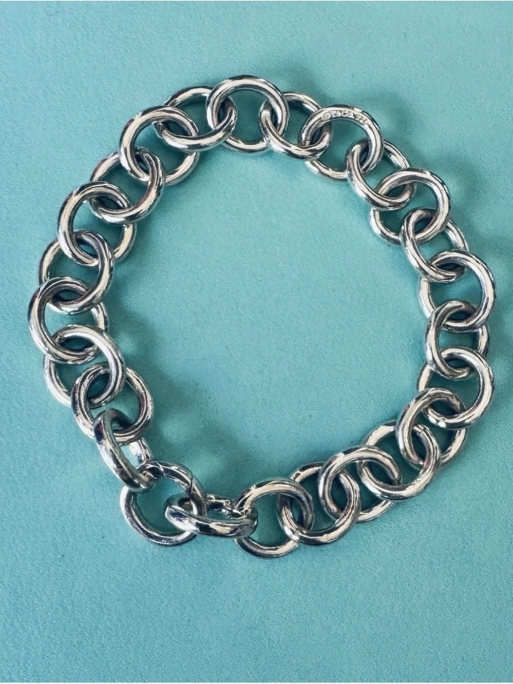 TIFFANY Co Sterling Silver Large Link Bracelet End Clasping Links 8”